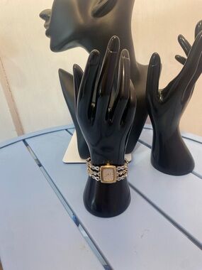 Vintage Kim Rogers Quartz Women’s Bracelet Watch Gold Tone Rhinestone Link Japan